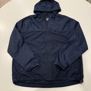 Everlast Sport Navy Blue Polyester Hooded Windbreaker Jacket Mens XL